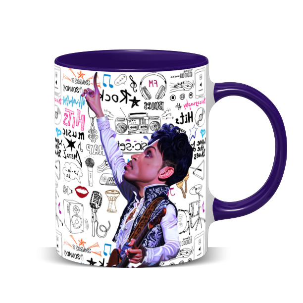 Hip Hop Caricature Ceramic Coffee Mug with Color Handle/Rim