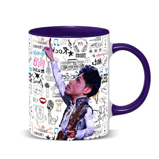 Hip Hop Caricature Ceramic Coffee Mug with Color Handle/Rim