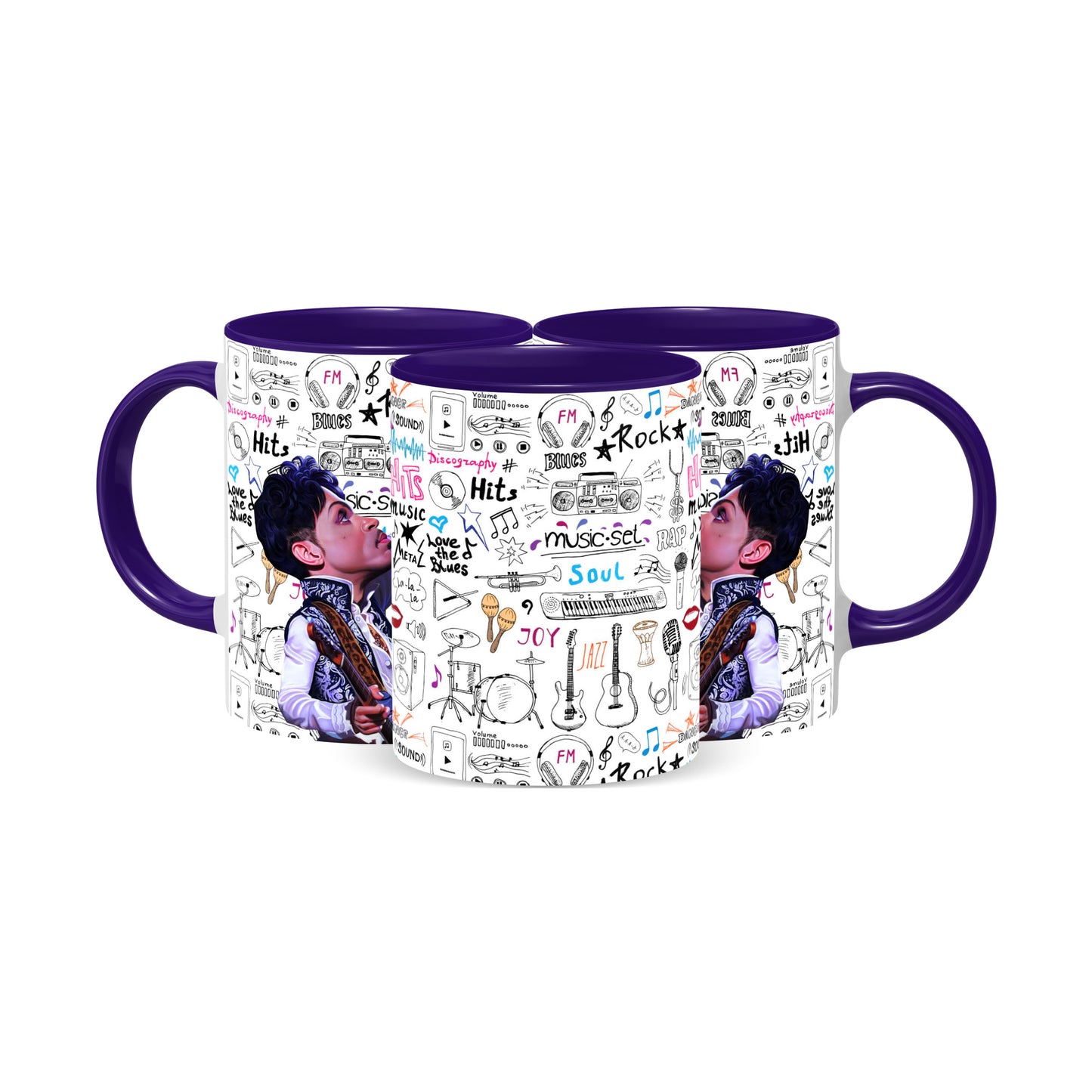 Hip Hop Caricature Ceramic Coffee Mug with Color Handle/Rim