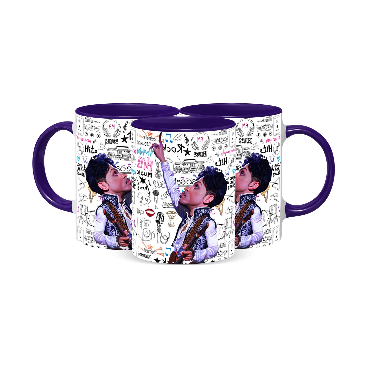 Hip Hop Caricature Ceramic Coffee Mug with Color Handle/Rim