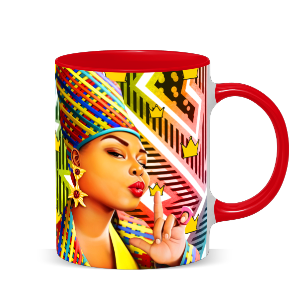 Hip Hop Caricature Ceramic Coffee Mug with Color Handle/Rim