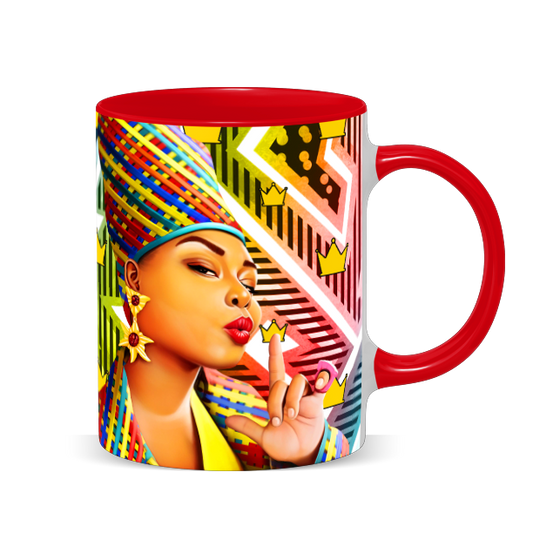 Hip Hop Caricature Ceramic Coffee Mug with Color Handle/Rim