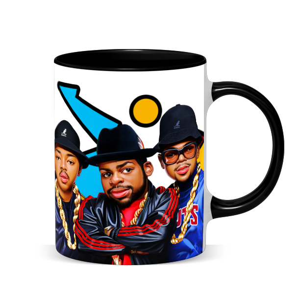 Hip Hop Caricature Ceramic Coffee Mug with Color Handle/Rim