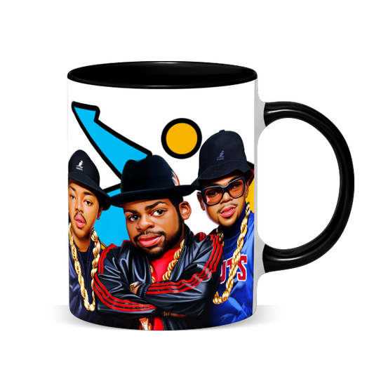 Hip Hop Caricature Ceramic Coffee Mug with Color Handle/Rim