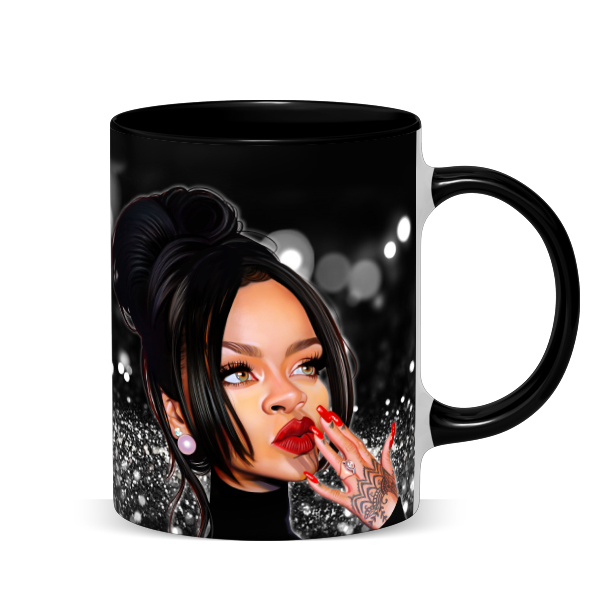 Hip Hop Caricature Ceramic Coffee Mug with Color Handle/Rim