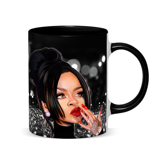 Hip Hop Caricature Ceramic Coffee Mug with Color Handle/Rim