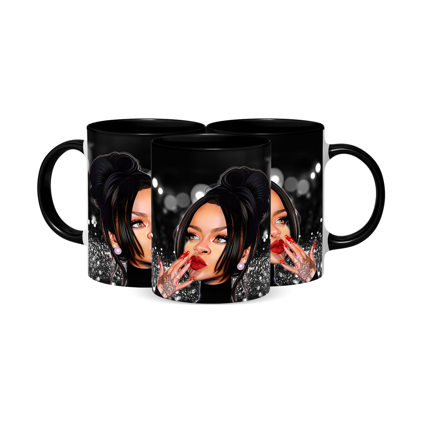 Hip Hop Caricature Ceramic Coffee Mug with Color Handle/Rim