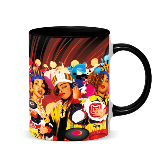 Hip Hop Caricature Ceramic Coffee Mug with Color Handle/Rim