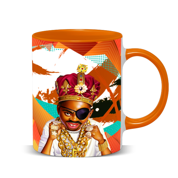Hip Hop Caricature Ceramic Coffee Mug with Color Handle/Rim