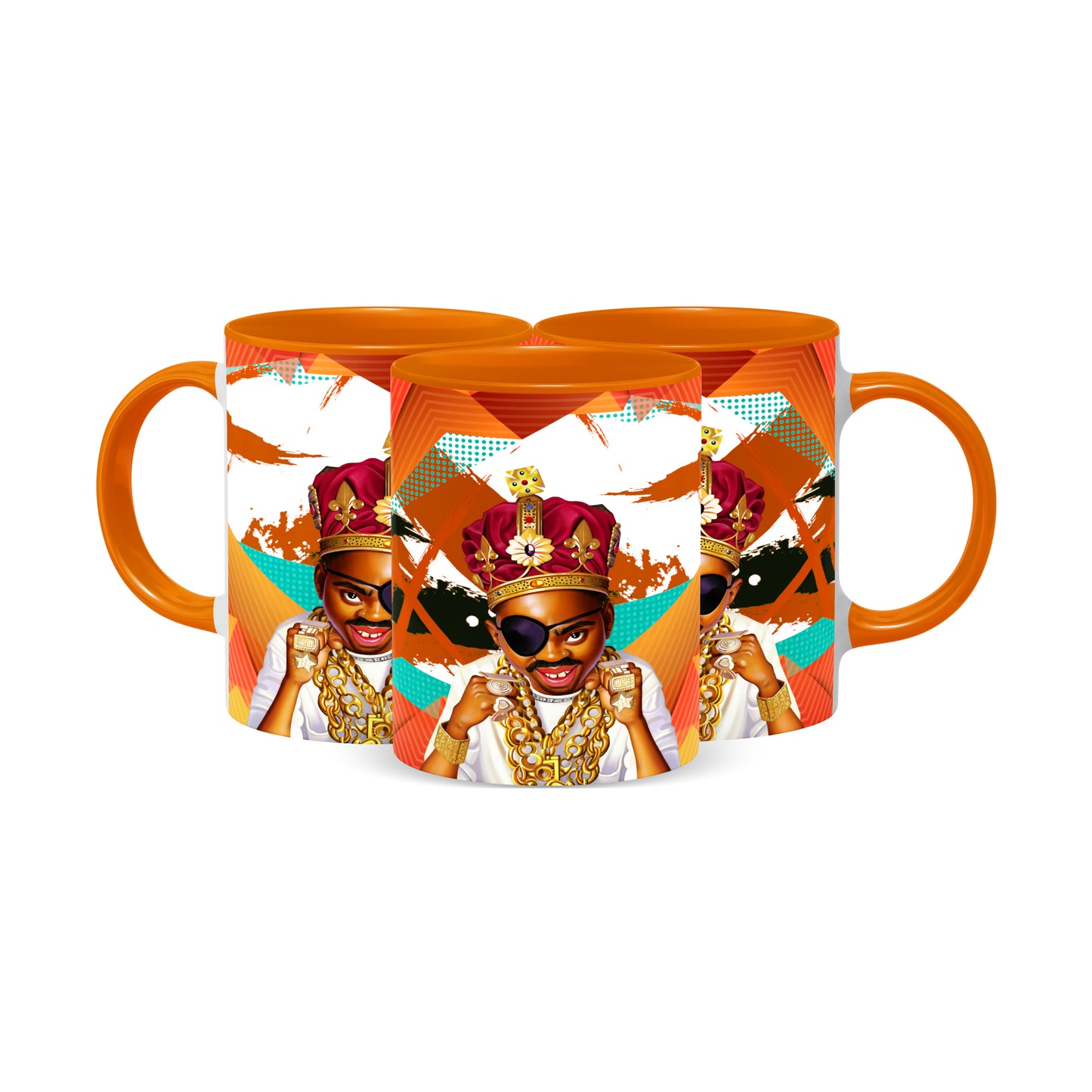 Hip Hop Caricature Ceramic Coffee Mug with Color Handle/Rim