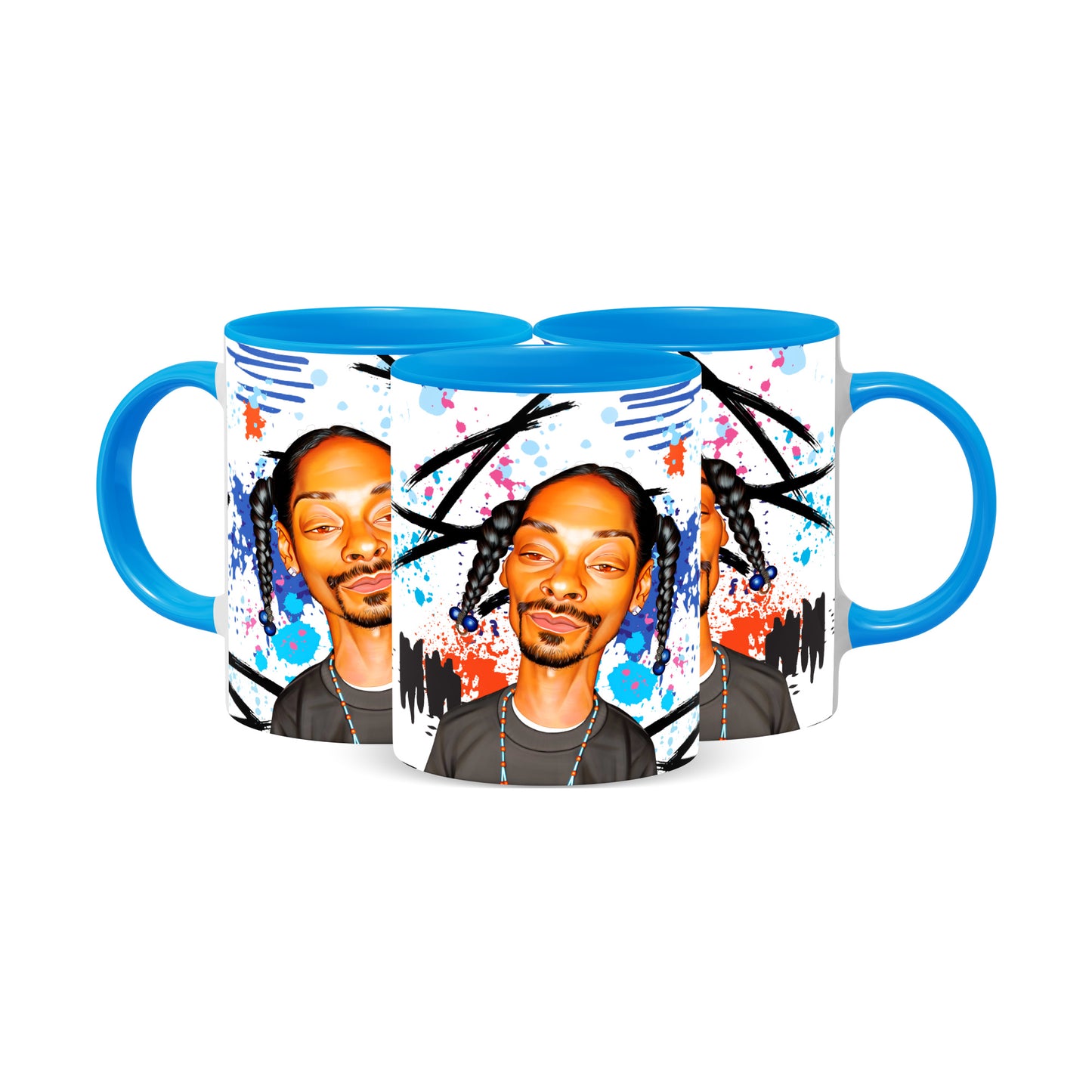 Hip Hop Caricature Ceramic 11oz Coffee Mug with Color Handle/Rim