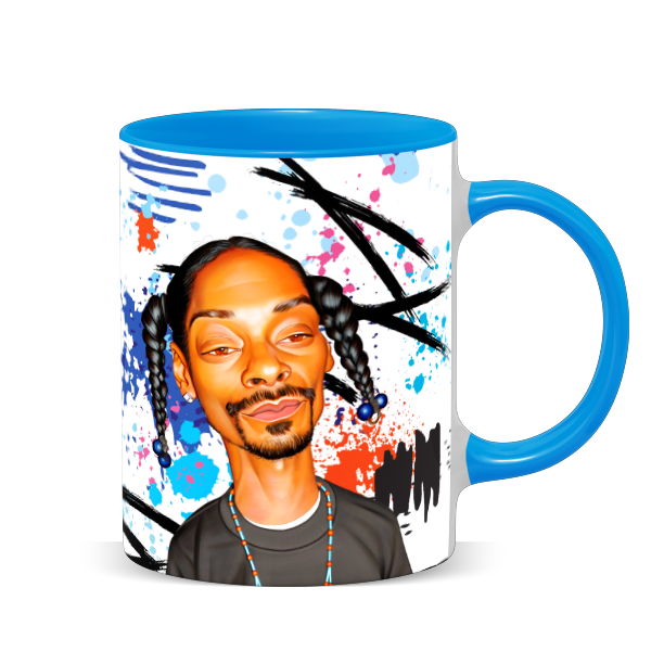 Hip Hop Caricature Ceramic 11oz Coffee Mug with Color Handle/Rim