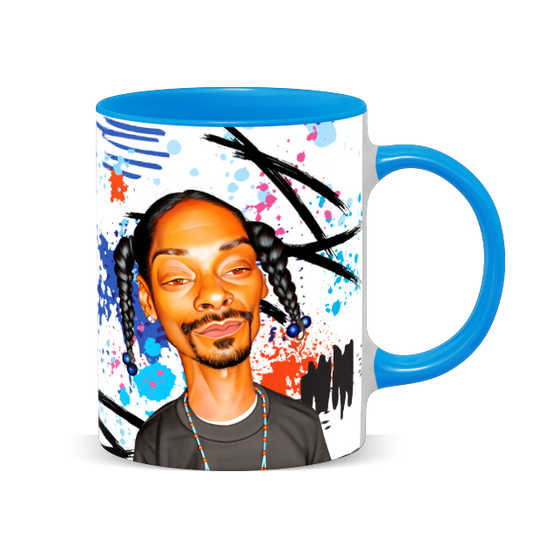 Hip Hop Caricature Ceramic 11oz Coffee Mug with Color Handle/Rim