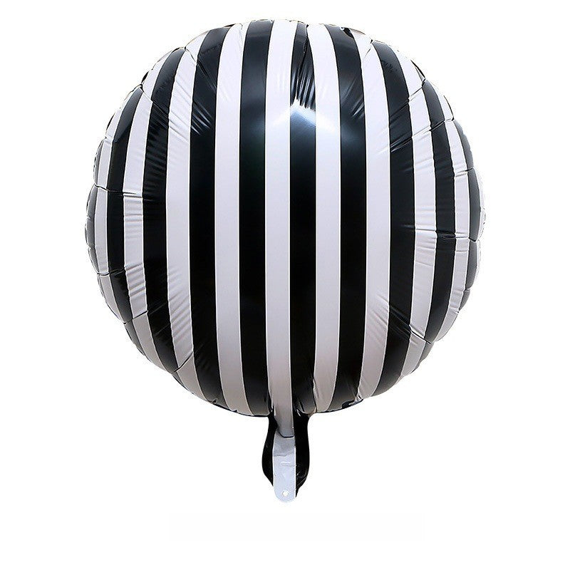18" Black Sriped Round Foil Balloons