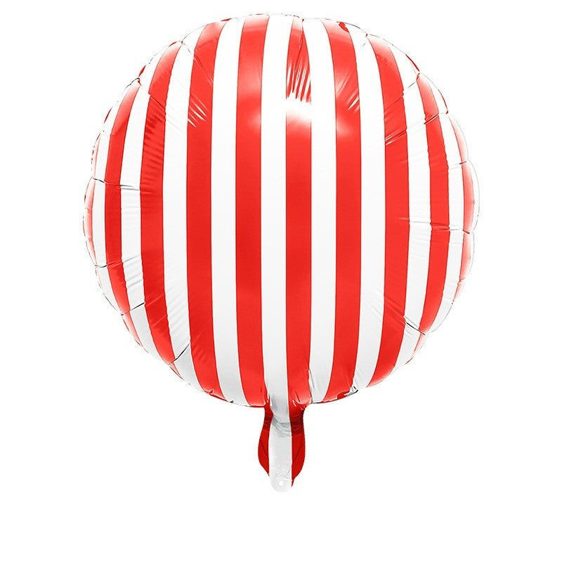 18" Red Sriped Round Foil Balloons