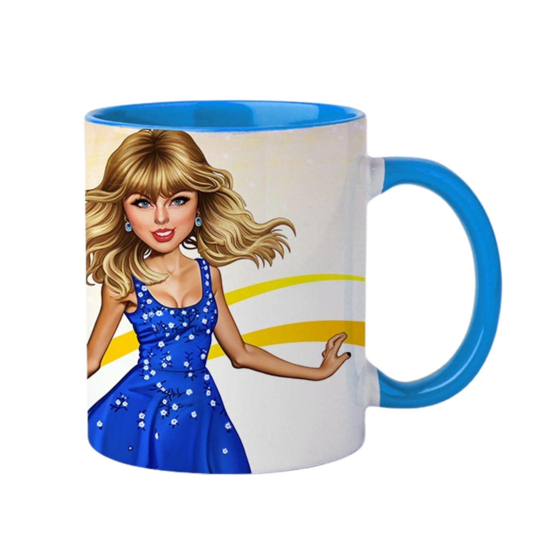 Hip Hop Caricature Ceramic Coffee Mug with Color Handle/Rim