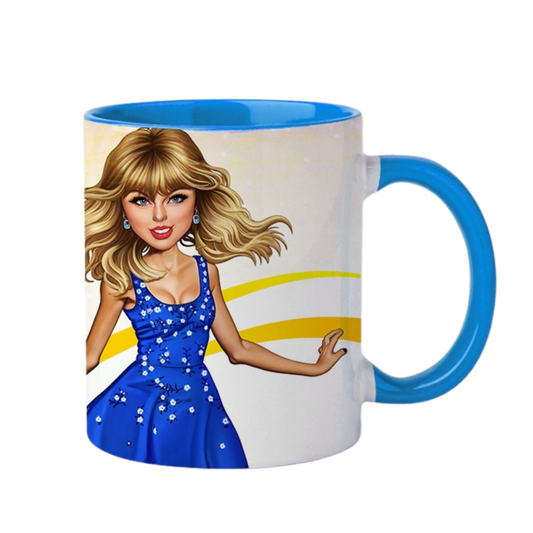 Hip Hop Caricature Ceramic Coffee Mug with Color Handle/Rim