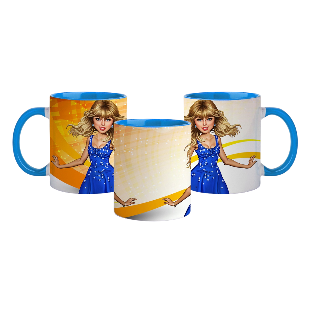 Hip Hop Caricature Ceramic Coffee Mug with Color Handle/Rim