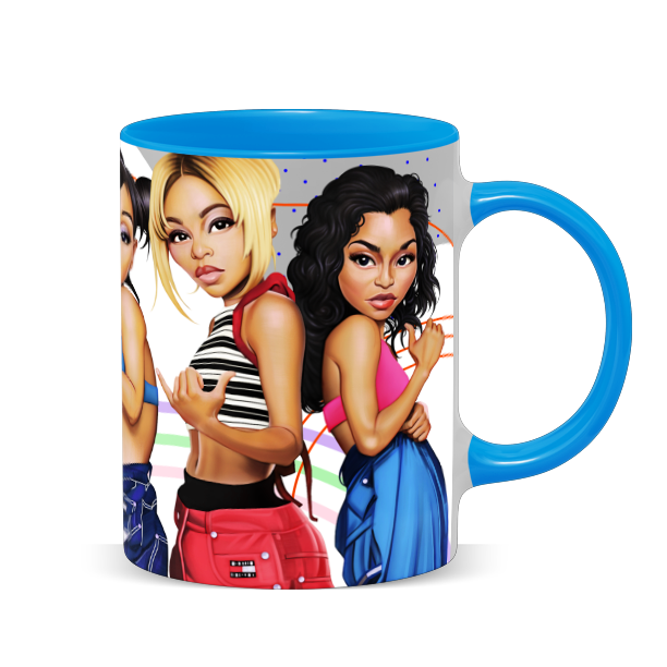 Hip Hop Caricature Ceramic Coffee Mug with Color Handle/Rim