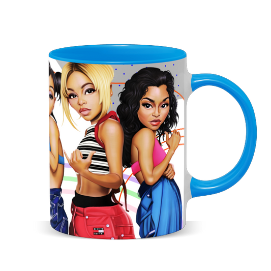 Hip Hop Caricature Ceramic Coffee Mug with Color Handle/Rim
