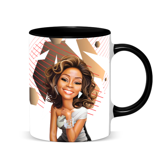 Hip Hop Caricature Ceramic Coffee Mug with Color Handle/Rim