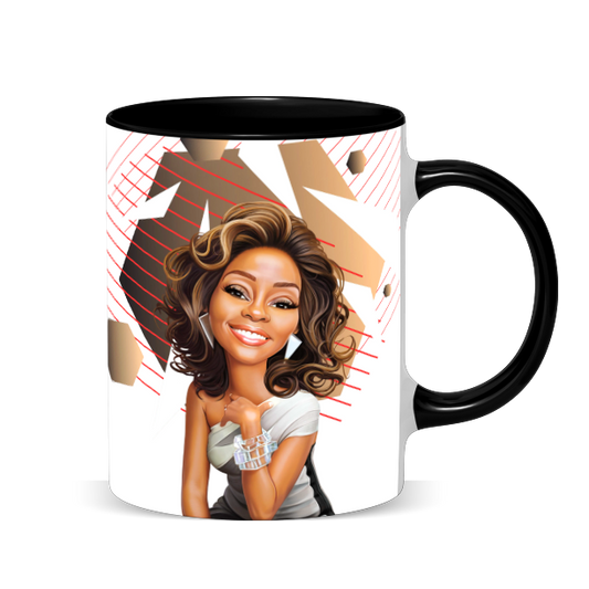 Hip Hop Caricature Ceramic Coffee Mug with Color Handle/Rim
