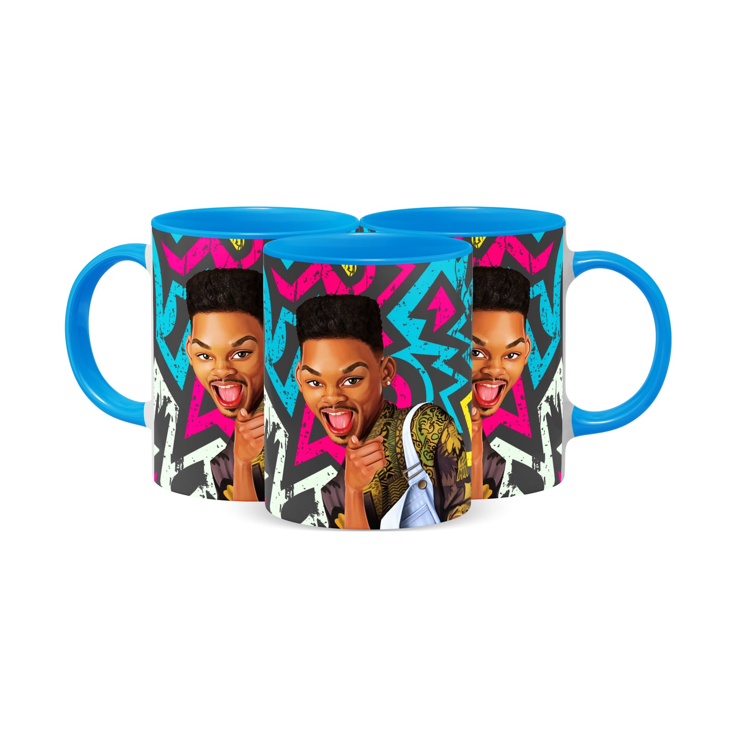 Hip Hop Caricature Ceramic Coffee Mug with Color Handle/Rim