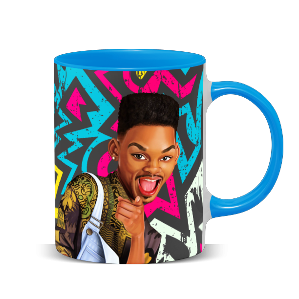 Hip Hop Caricature Ceramic Coffee Mug with Color Handle/Rim