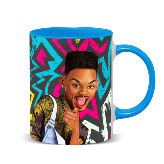 Hip Hop Caricature Ceramic Coffee Mug with Color Handle/Rim