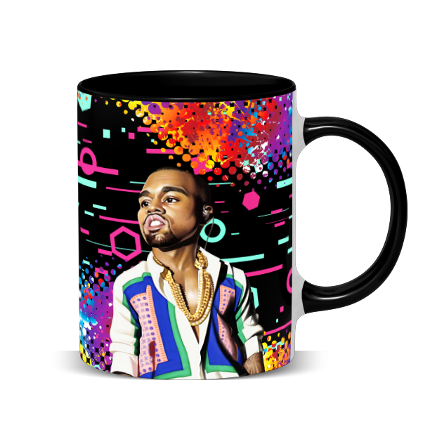 Hip Hop Caricature Ceramic Coffee Mug with Color Handle/Rim