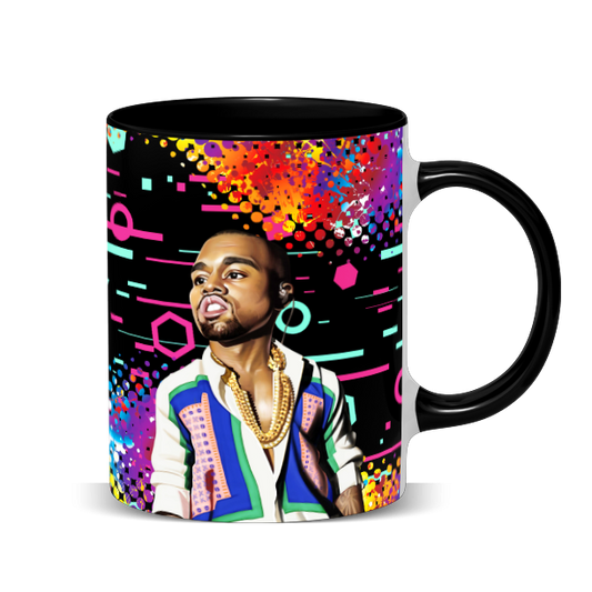 Hip Hop Caricature Ceramic Coffee Mug with Color Handle/Rim