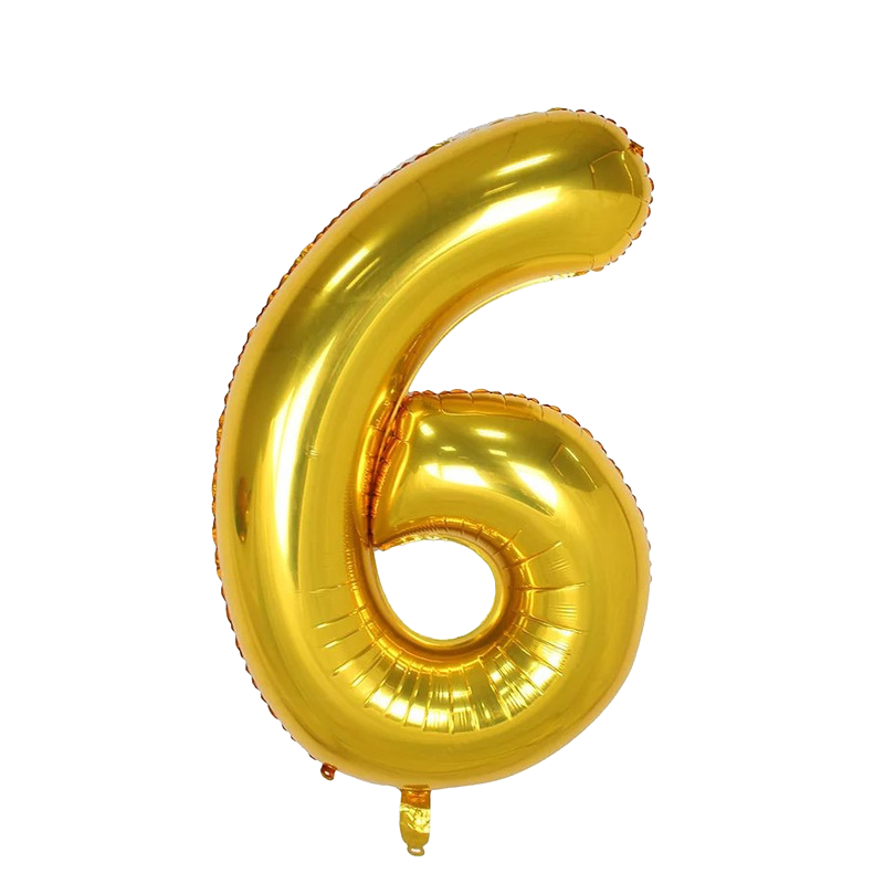 40" Jumbo Number '6' Gold Foil Balloon image 0