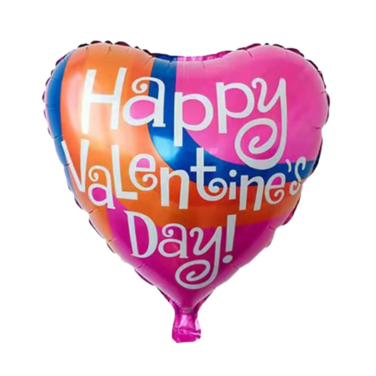 18" Pink, Orange & Blue 'Happy Valentine's Day' Balloon image 0