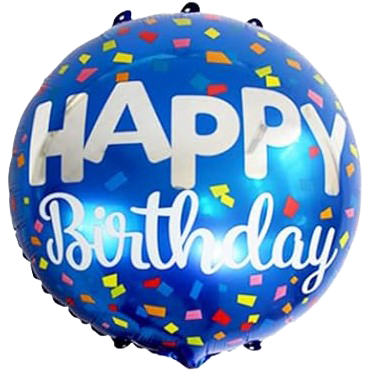 18" 'Happy Birthday' Blue Confetti Balloon image 0