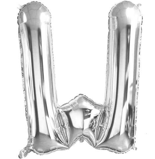 40" Jumbo 'W' Silver Alphabet Foil Balloon image 0