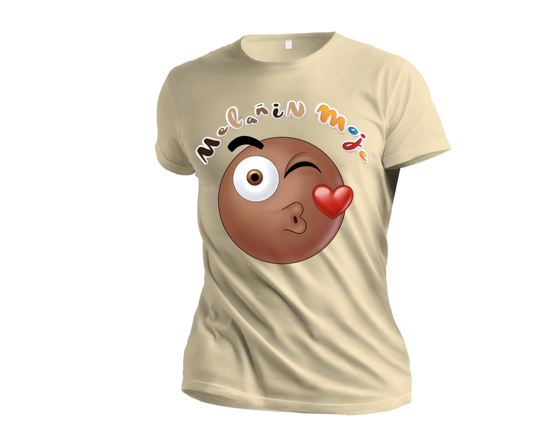 MELANIN WINK & KISS EMOJI PREMIUM EMBROIDERED & SILK PATCHED T-SHIRT image 1