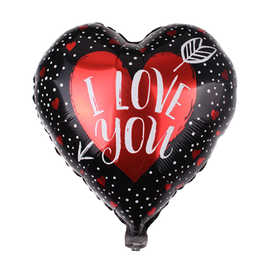 18" Black w/Red Heart & White Letters 'I Love You' Balloon image 0