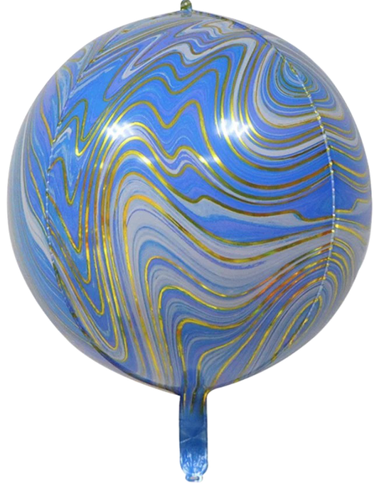 22" 4D Marble Blue & Gold Balloon image 0
