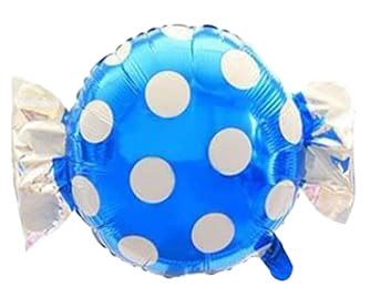 18" Blue Polka Dot Candy Wrapper Shaped Foil Balloon image 0
