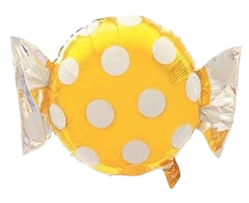 18" Bright Yellow Polka Dot Candy Wrapper Shaped Foil Balloon image 0