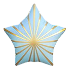 18" Matte Blue Golden Rays Star Shaped Balloon