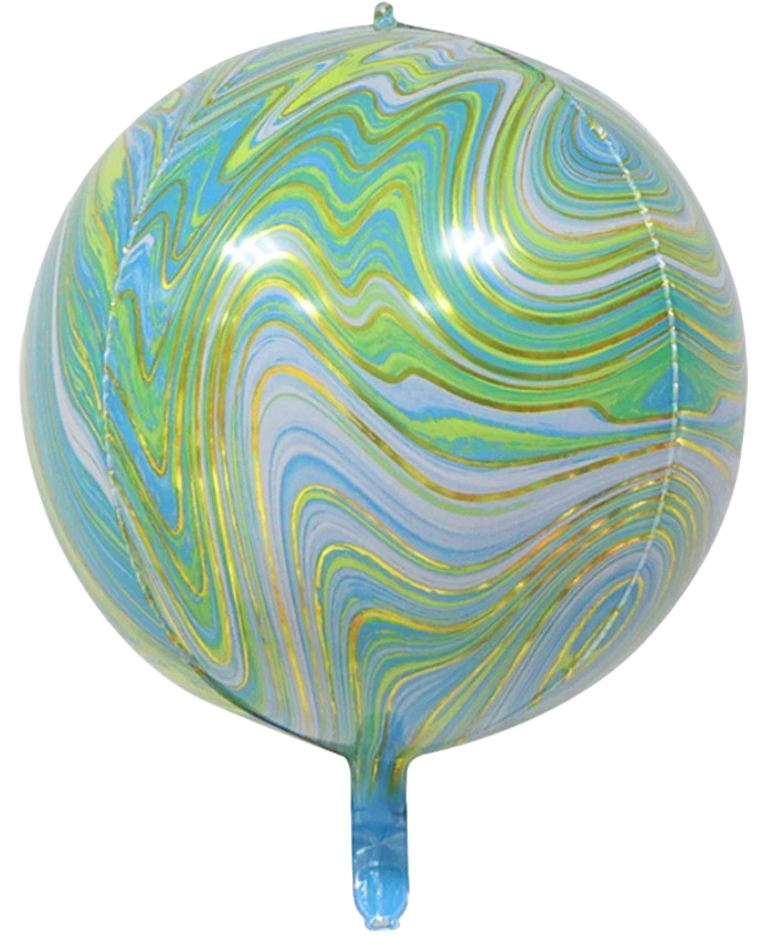 22" 4D Marble Green & Gold Balloon image 0