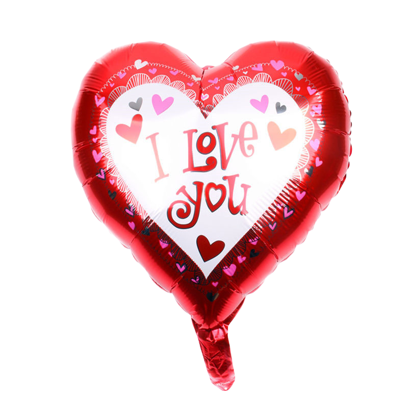 18" White w/Red Border 'I Love You' Heart Shaped Balloon image 0