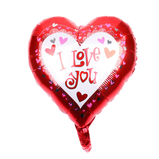18" White w/Red Border 'I Love You' Heart Shaped Balloon image 0