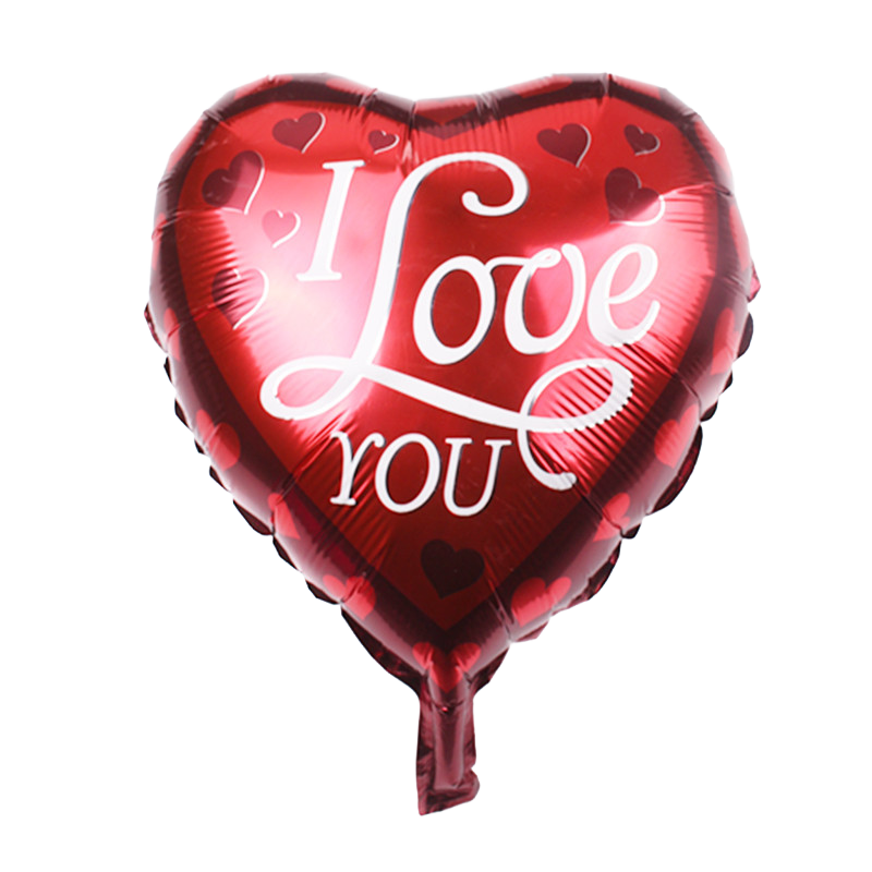 18" Red w/White Letters & Red Hearts 'I Love You' Heart Shaped Balloon image 0