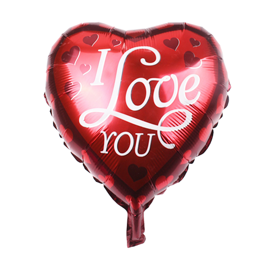 18" Red w/White Letters & Red Hearts 'I Love You' Heart Shaped Balloon image 0