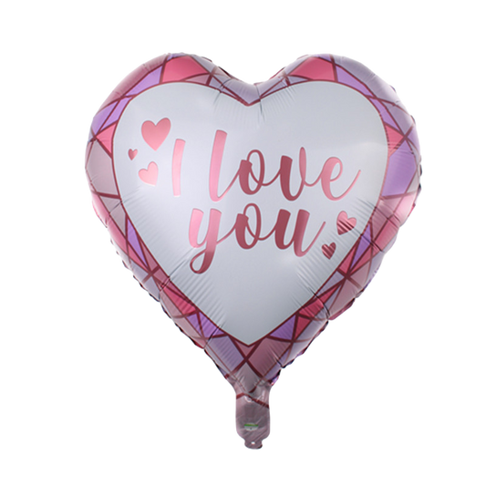 18" Geometric Print Heart Shaped 'I Love You' Foil Balloon image 0