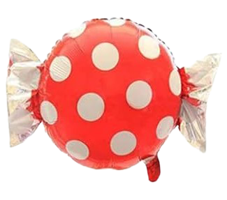 18" Red Polka Dot Candy Wrapper Shaped Foil Balloon image 0