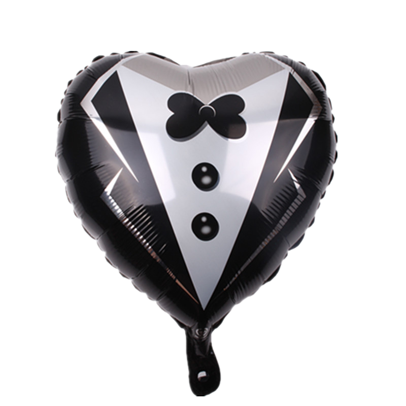 18" Black Tuxedo Shirt Heart Shaped Balloon image 0