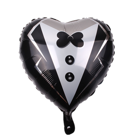 18" Black Tuxedo Shirt Heart Shaped Balloon image 0